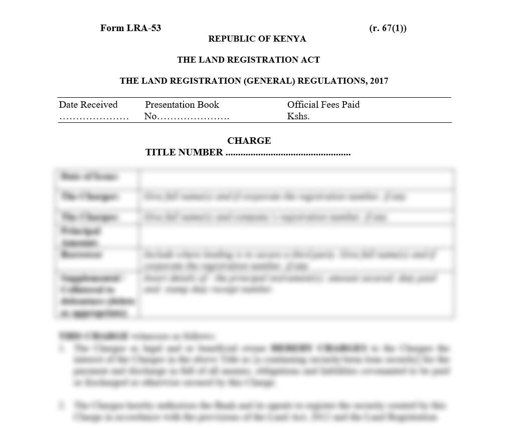 Charge - Form LRA-53 | land forms online in kenya