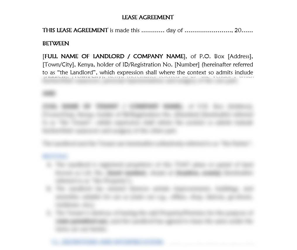 Lease Agreement | property law firm in kenya | real estate lawyers