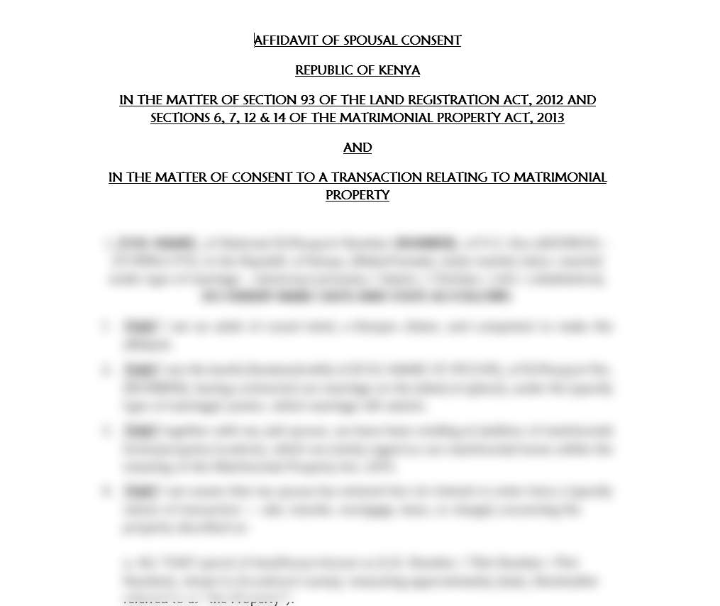 Affidavit of Spousal Consent