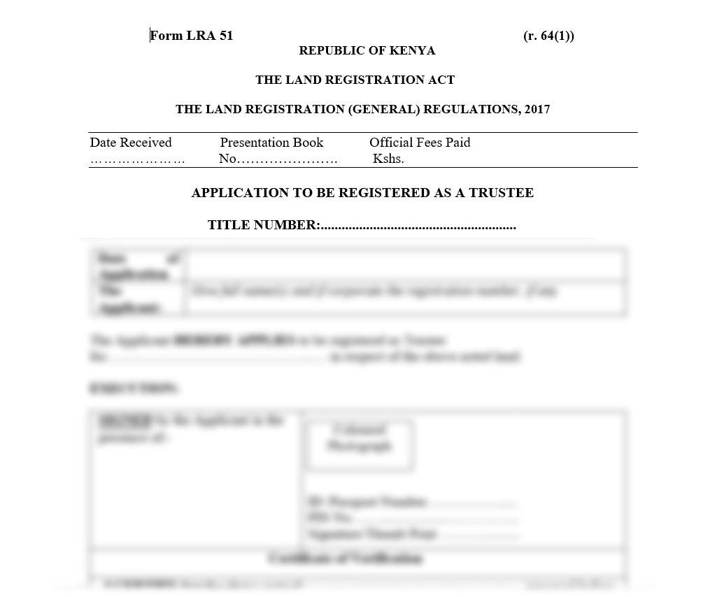 Application to be Registered as a Trustee - Form LRA-51