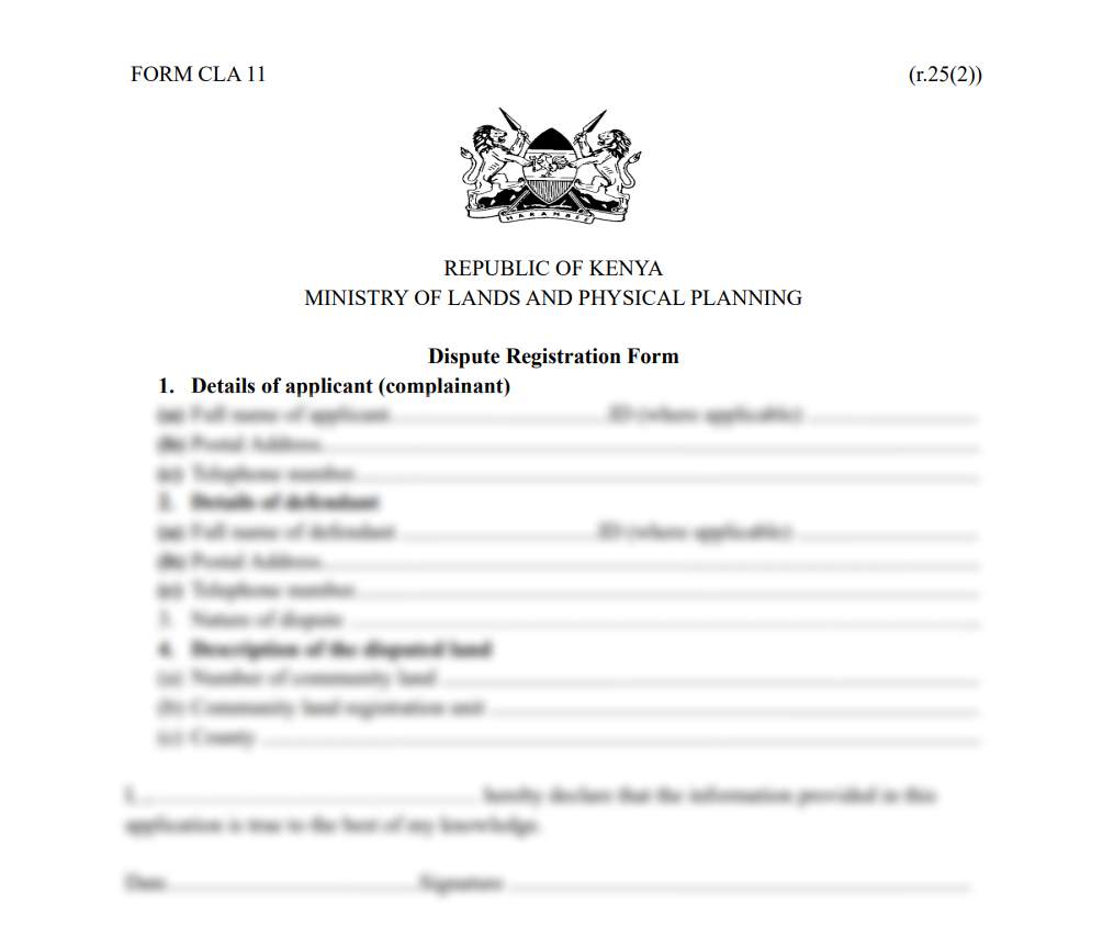 Dispute Registration Form - Form CLA-11