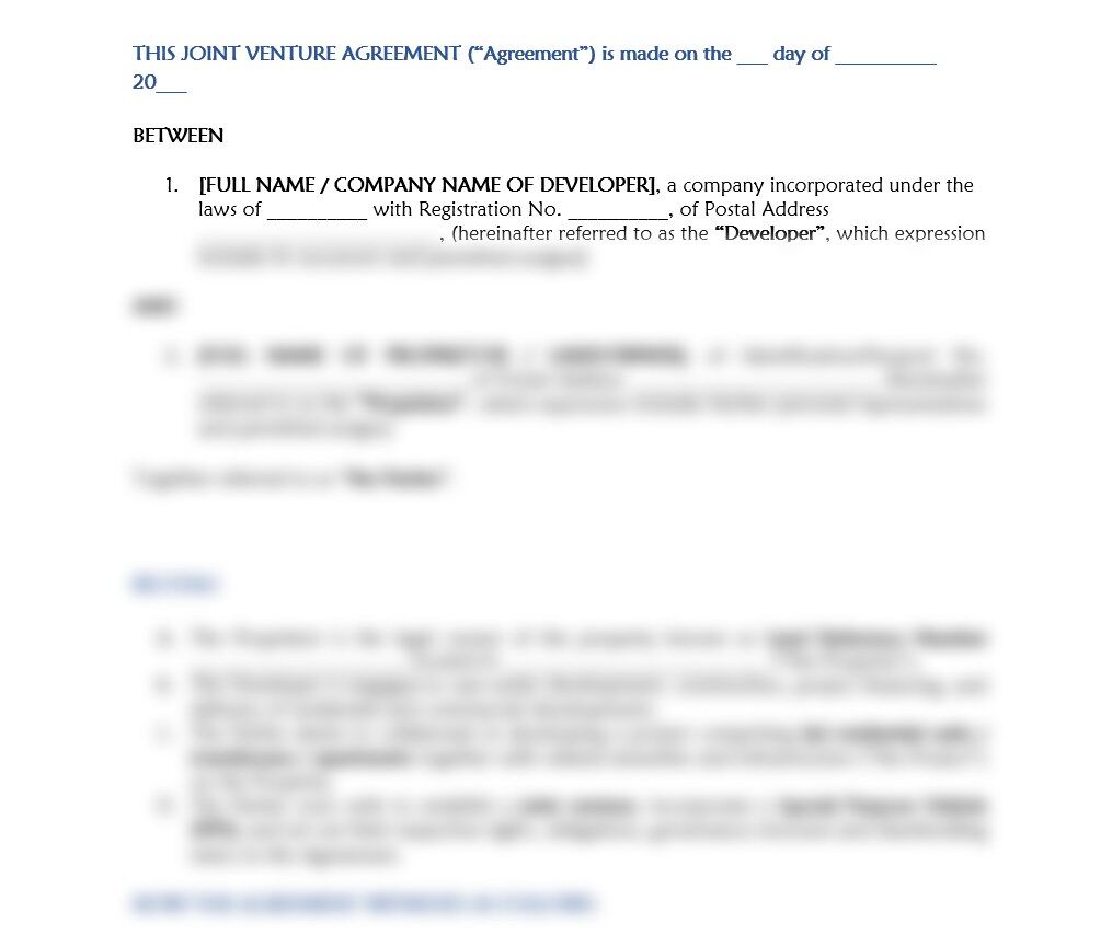 Download Joint Venture Agreement | affordable legal documents in kenya | corporate legal services | commercial lawyers in Nairobi