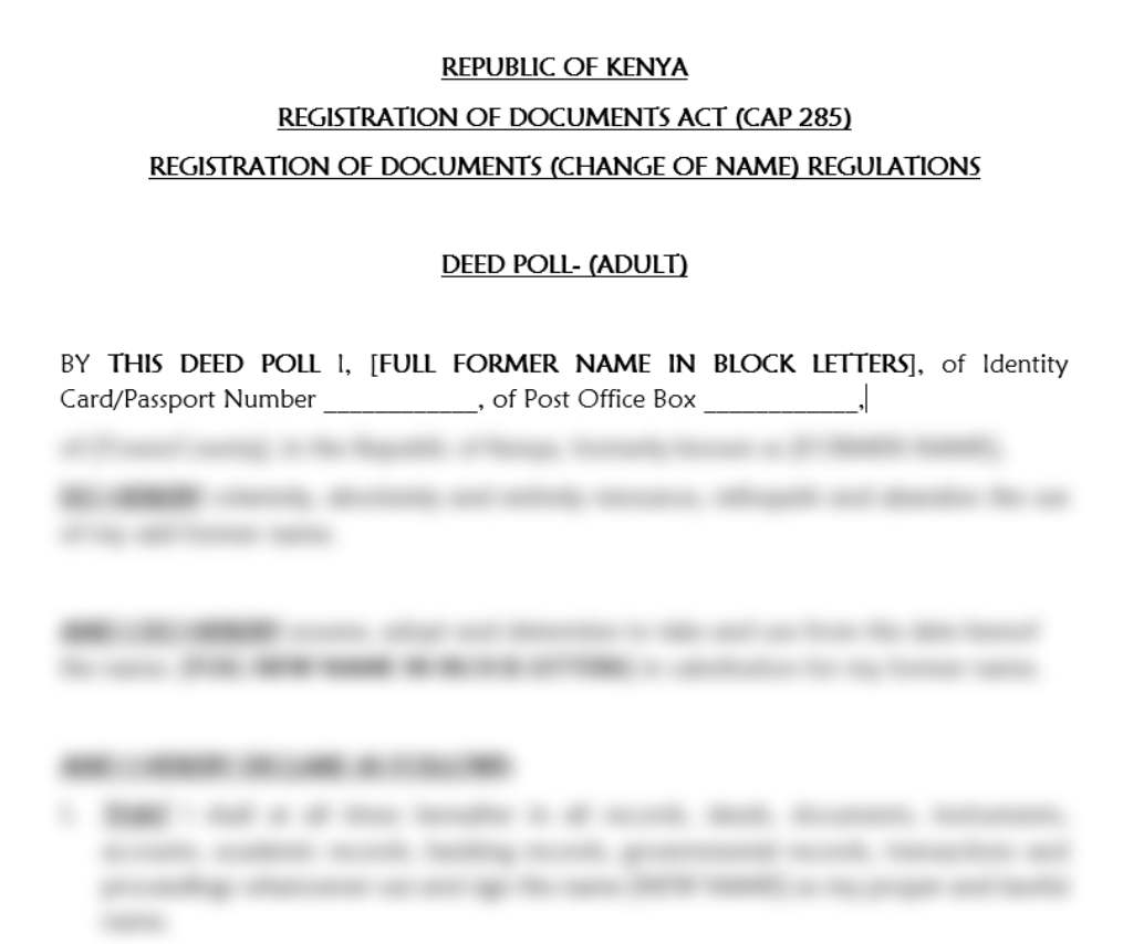 Download Deed Poll in Kenya | online legal documents in Kenya | deeds in kenya | legal services in Nairobi