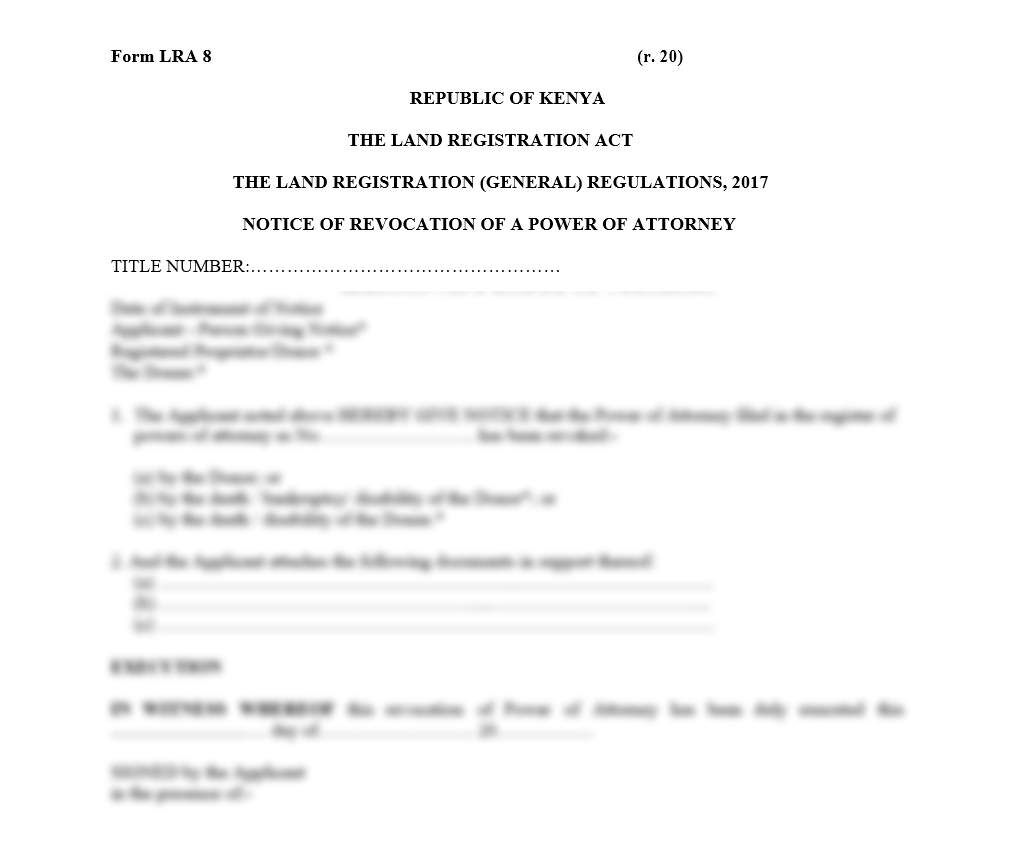 Notice of Revocation of a Power of Attorney - LRA-8 | POA form | legal documents