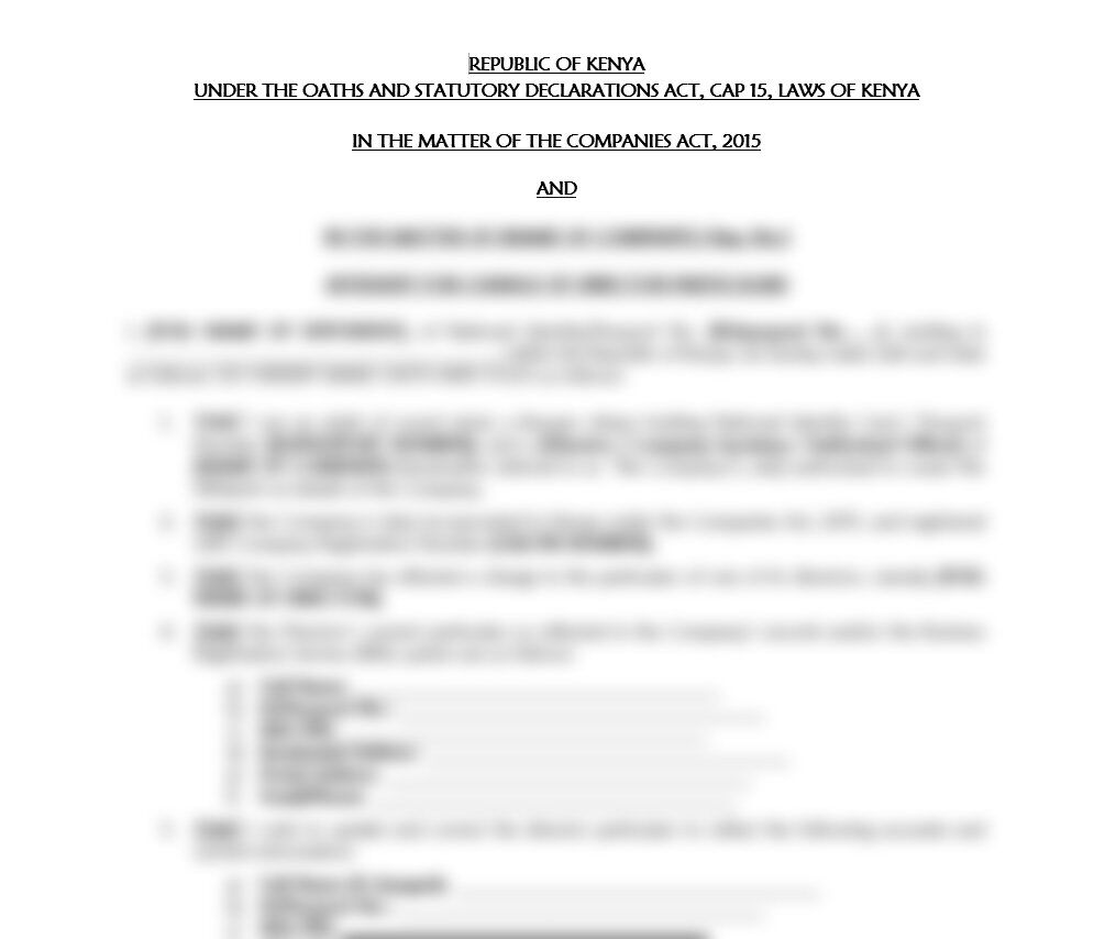 Affidavit for Change of Director Particulars